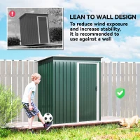 Outsunny 5 x 3ft Garden Storage Shed with Sliding Door and Sloped Roof Outdoor Equipment Tool, Green(m-6)