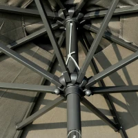 Outsunny 2.7m Patio Garden Umbrella Outdoor Parasol with Tilt Crank and 24 LEDs Lights (Grey)(m-9)