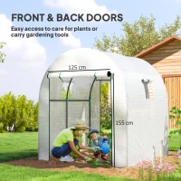 Outsunny 180 x 180cm Walk-In Polytunnel Greenhouse - White(m-5)