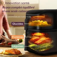 Friteuse sans huile COSORI - Turbo Tower Chef Edition - Capacité 10,8L - 2 cuves - 6 programmes - 2630W - Noir(m-6)