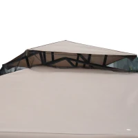 Outsunny Outdoor Gazebo, 2-tier Roof W/Netting, 295L x 295W x 263Hcm-Taupe(m-9)