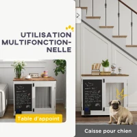 PawHut Cage pour chien cage chien intérieur avec 2 portes tableau noir pour chiens taille moyenne 20 kg 80 x 60 x 70 cm blanc(m-4)