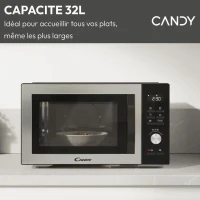 Micro-ondes Combi Candy Essenza CMCA29EDLB 1000W 29L Digital Noir -Combiné a chaleur tournante- 5 Niveaux de Puissance -10 Menus Aut(m-2)