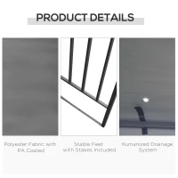 Outsunny 3 x 3m Outdoor Steel Gazebo with 2 Tier Roof, Garden Gazebo Patio Canopy Marquee Shelter with Decorative Steel Frame - Grey(m-6)