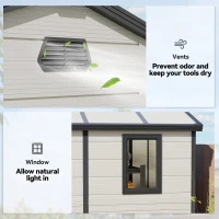 Outsunny 7.9ft x 6.2ft Recycled Garden Shed with Aluminium Frame and Plastic,  Wall Shed with Foundation, Waterproof and Rustproof - Cream White(m-6)