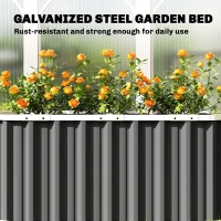 Outsunny Metal Raised Bed 136 x 53 x 61 cm Deep Garden Bed with Safety Edges, Plant Labels, Gloves, Open Bottom(m-4)