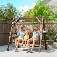 Outsunny Three-Seater Wooden Swing Bench(m-2)