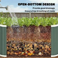 Outsunny Huerto Elevado Metálico con Fondo Abierto y Accesorios, 136x53x61 cm, Verde(m-5)