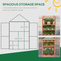 Outsunny Garden Cold Frame Polycarbonate Greenhouse with Adjustable Shelves, Double Doors, Openable Top Covers, Grow House for Flower Vegetable Plants, 80 x 47 x 138cm, Orange(m-6)