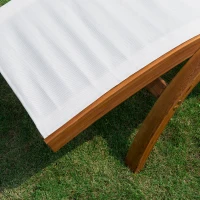 Outsunny Transat Chaise Longue Design Style Tropical Bois Massif Naturel Coloris Beige Blanc(m-9)