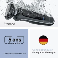Rasoir électrique BRAUN Series 6 - Noir - Autonomie 60 minutes - Charge rapide 5 minutes(m-5)
