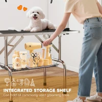 PawHut Mesa de Tosquia para Cães Dobrável com Prateleira de Armazenamento e Altura Ajustável 20-80 cm 107x60x170 cm Preto(m-4)