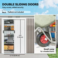 Outsunny Corrugated Garden Metal Storage Shed Outdoor Equipment Tool Box with Kit Ventilation Doors 9x 4FT Light Grey(m-5)