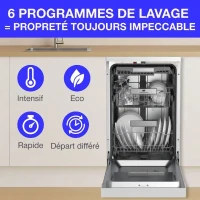 Lave-vaisselle pose libre - CONTINENTAL EDISON - CELV1145W - 11 couverts - 45 cm - 45 dB - Blanc(m-2)