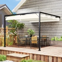 Outsunny 3 x 3 m Pergola, with Sliding Canopy - Cream White(m-8)