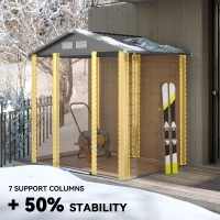 Outsunny 6.5 x 5ft Metal Garden Shed, House Hut Gardening Tool Storage with Ventilations, Sliding Door, Sloped Roof for Garden, Patio, Brown(m-5)