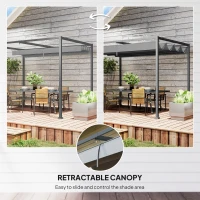 Outsunny 3 x 2m Metal Outdoor Pergola with Retractable Roof, Outdoor Gazebo Canopy Shelter with Drainage Holes for Garden, Patio, Lawn, Grey(m-4)