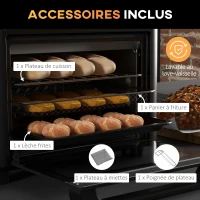 HOMCOM Four électrique de table 13L 1200W Friteuse à air 1200W Air Fryer avec 12 modes de chauffage et minuterie crème(m-6)