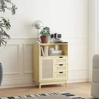 HOMCOM Buffet meuble de rangement avec 3 tiroir placard étagère réglable pour salon cuisine 60 x 30 x 81 cm bois naturel(m-10)