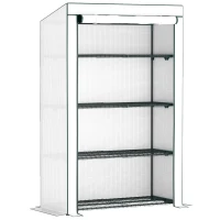 Outsunny Four-Tier Mini Greenhouse - Green/White(m-1)