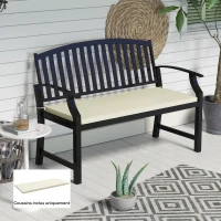 Outsunny Coussin de Banc de Jardin déhoussables - Rembourrage 8 cm - Cordons d'attache - Polyester crème(m-2)