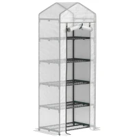 Outsunny 193cm Five Shelf Mini Greenhouse - White(m-1)