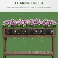 Outsunny Wooden Herb Planter Raised Bed Container Garden Plant Stand Bed 8 Boxes 110L x 46W x 76Hcm Brown(m-7)