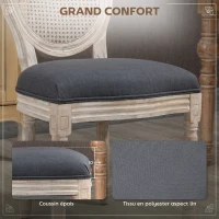 HOMCOM Lot de 2 chaises de Salle à Manger - Chaise de Salon médaillon Style Louis XVI - Bois Massif sculpté, patiné(m-5)