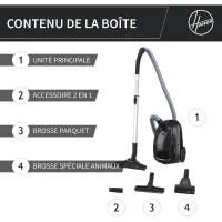 HOOVER HE1 - Aspirateur Traineau avec sac Compact et Puissant - Grande Capacité 2,5L- Haute-performance sur Sols Durs et Moquettes(m-2)