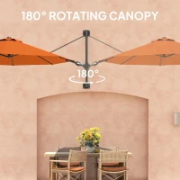 Outsunny 3(m) Wall-Mounted Parasol Shade, with Handle - Orange(m-4)