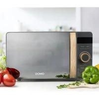 Micro-ondes - DOMO - DO3420 - Gris avec finition boisée - L45,1 x P34,7 x H25,8 cm - 20 L - 5 niveaux de puissance - 700W(m-2)