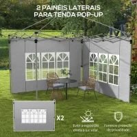 Outsunny 2 Paredes Laterais para Tenda de 3x3 / 3x4 m 295x195 cm Parede de Substituição de Tecido Oxford para Tendas Dobráveis Cinzento Claro(m-4)
