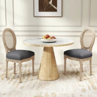 HOMCOM Lot de 2 chaises de Salle à Manger - Chaise de Salon médaillon Style Louis XVI - Bois Massif sculpté, patiné(m-2)