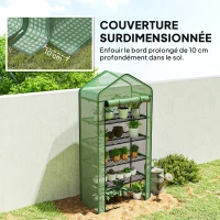 Outsunny Serre de jardin Serre 5 niveaux avec 1 porte enroulable, Bâche en PE Renforcée Résistante dim. 90L x 49l x 193H cm(m-8)
