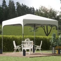Outsunny Tonnelle de jardin 2,5 x 2,5 m barnum pliant Pop-up hauteur réglable sur 4 niveaux tissu Oxford anti UV50+ châssis acier sac de transport fourni blanc(m-10)