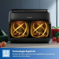 Friteuse sans huile - PHILIPS - NA150/00 - Airfryer Série 1000 - Panier flexible 7.L - Séparateur amovible - 2400W - Noir(m-6)