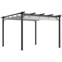 Outsunny 3 x 3(m) Aluminium Pergola Canopy Gazebo Awning Outdoor Garden Sun Shade Shelter Marquee Party BBQ, Light Grey(m-1)