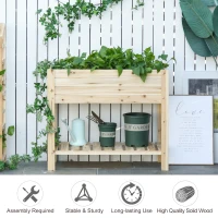 Outsunny Wooden Raised Plant Stand Outdoor Flower Bed Box with Clapboard 100 x 40 x 84cm(m-4)