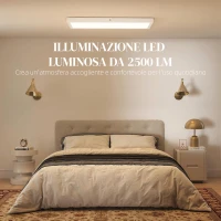 HOMCOM Set 2 Plafoniere LED Sottili e Minimal con Colore Regolabile, in Acciaio e Plastica, 60x30x3.7 cm, Bianco(m-5)