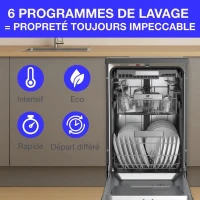 Lave-vaisselle pose libre - CONTINENTAL EDISON - CELV1145B - 11 couverts - 45 cm - 45 dB  - Noir(m-2)