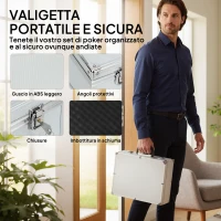 SPORTNOW Set Poker con 300 Fiches, Mescolatore e Distributore Carte, Tappetino, 5 Dadi, Pulsante Dealer e Valigetta(m-8)