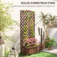 Outsunny Wooden Planter with Trellis, Freestanding Raised Bed for Garden with Lattice, Outdoor Planter Box for Climbing Plants, Vines, Flowers, 76 x 36 x 170 cm, Dark Brown(m-7)