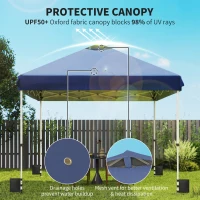 Outsunny 3 x 3 m Pop Up Gazebo with Wheels, UPF50+ One-Touch Outdoor Garden Party Tent Marquee Wedding Awning Canopy, Dark Blue(m-6)