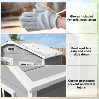 Outsunny 6 x 4ft Garden Shed, Plastic Shed with Floor, Window, Lockable Door and Vents, Wood Effect Resin Tool Shed for Outdoor, Grey(m-9)