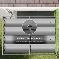 Outsunny 3 x 2m Metal Outdoor Pergola with Retractable Roof, Outdoor Gazebo Canopy Shelter with Drainage Holes for Garden, Patio, Lawn, Grey(m-6)