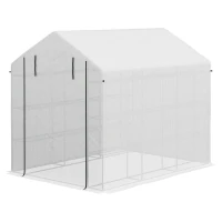 Outsunny 8 x 6ft Walk-In Greenhouse, with Shelves - White(m-11)