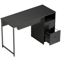 HOMCOM Secretária Compacta 120x52,3 cm Secretária de Escritório com Bandeja para Teclado Compartimento Aberto e Gavetas para Documentos Formato A4 Letter Legal Mesa de computador para Casa Estúdio Escritório Preto(m-1)