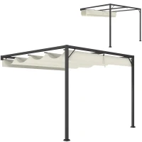 Outsunny 3 x 3 m Pergola, with Sliding Canopy - Cream White(m-10)