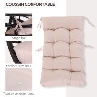 Outsunny Fauteuil cocon oeuf sur pied design dim. 101L x 89l x 156H cm coussin beige déhoussable grand confort inclus métal résine chocolat(m-5)