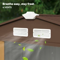 Outsunny 7 x 4ft Lockable Metal Garden Tool Storage Shed, Outdoor Storage Shed with Foundation and vents, Light Brown(m-8)